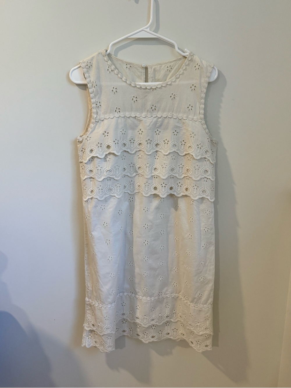 J. Crew Cream Eyelet Sleeveless Shift Dress